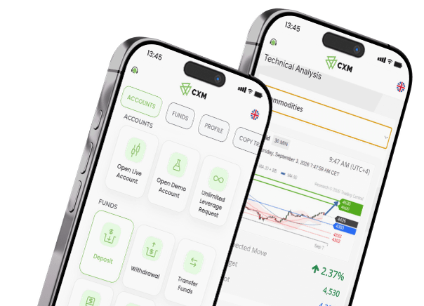 Ứng dụng CXM Hub trên hai điện thoại di động